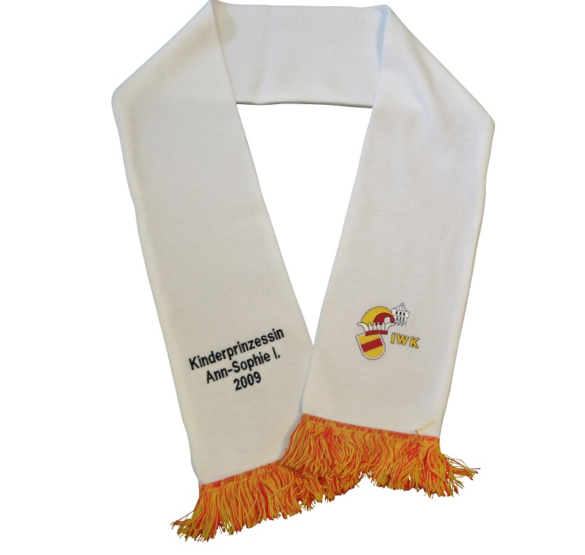 Schal gestrickt mit 2 x Logo Stick Karneval
